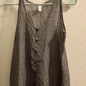Ambiance Apparel Black and Gray Geometric Tank Top